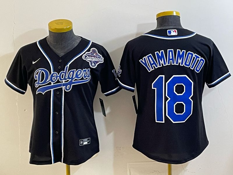 Youth 2026 Los Angeles Dodgers #18 Yamamoto Black Game Nike MLB Jersey style 0012->youth mlb jersey->Youth Jersey